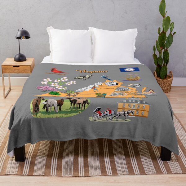 Item preview, Virginia Icons, Cardinal, Dogwood, State Flag & Map Illustration designed and sold by mashmosh.