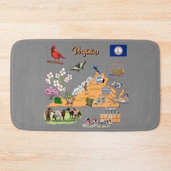 Item preview, Virginia Icons, Cardinal, Dogwood, State Flag & Map Illustration designed and sold by mashmosh.