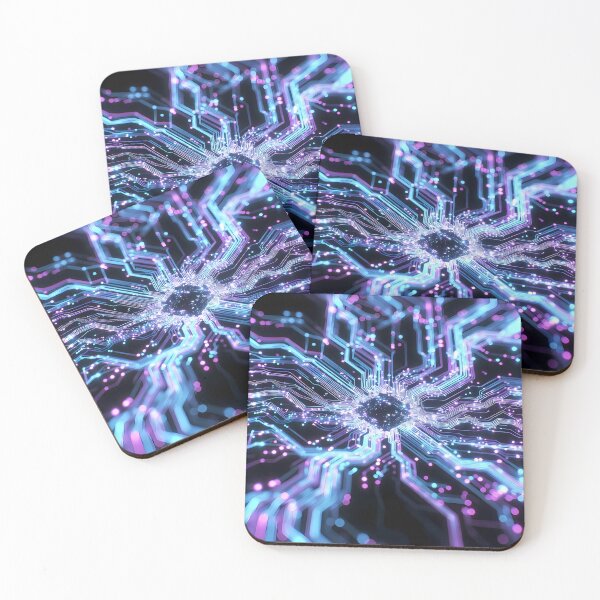 Item preview, Scifi Theme Bluish Purple Texture of Asymmetrical Glowing Biological Neuron Synapses (image size 7840x11680) designed and sold by Digital-Davinci.