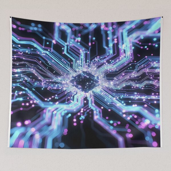 Item preview, Scifi Theme Bluish Purple Texture of Asymmetrical Glowing Biological Neuron Synapses (image size 7840x11680) designed and sold by Digital-Davinci.