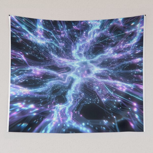 Item preview, Scifi Theme Bluish Purple Texture of Asymmetrical Glowing Biological Neuron Synapses (image size 7840x11680) designed and sold by Digital-Davinci.