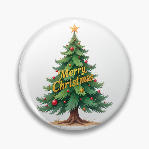 Item preview, Merry Christmas Hand-Painted Tree Illustration designed and sold by VirtuTrek-XP.