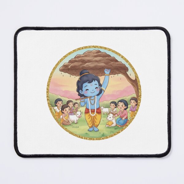 Item preview, Govardhan Leela: Lord Krishna, the Mountain Lifter | Divine Shelter from the Storm designed and sold by InnerDivineSoul.