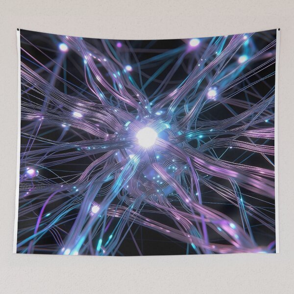 Item preview, Scifi Theme Bluish Purple Texture of Asymmetrical Glowing Biological Neuron Synapses (image size 7840x11680) designed and sold by Digital-Davinci.