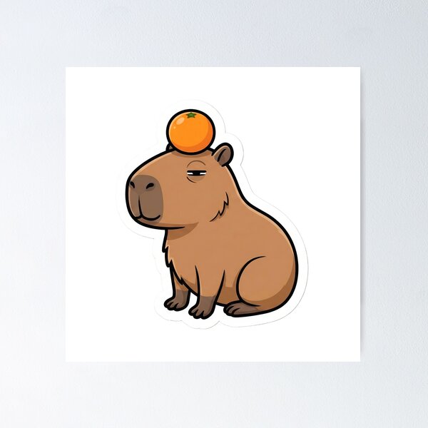 Item preview, Chilling Capybara with Orange on Head designed and sold by StickyGuys.