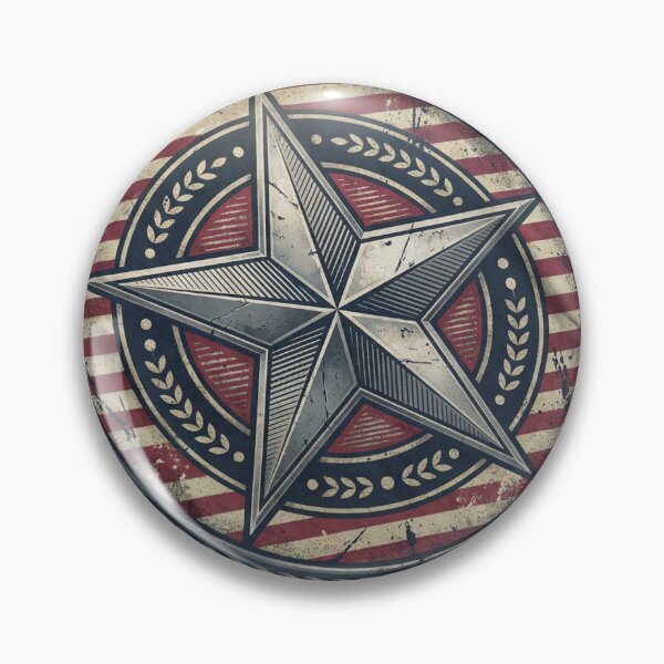 Item preview, Vibrant Star Emblem Shield – Metallic Red, Blue & Silver Design designed and sold by Afridi Art House.