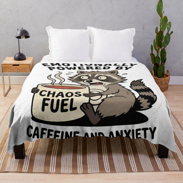 Item preview, Emotionally Powered By Caffeine and Anxiety Raccoon designed and sold by StickyGuys.