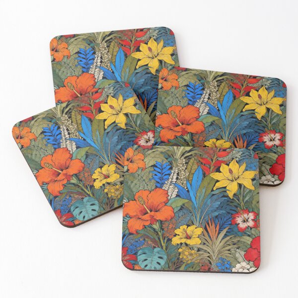 Item preview, Vibrant Tropical Paradise with Hibiscus and Lilies designed and sold by zzz888.