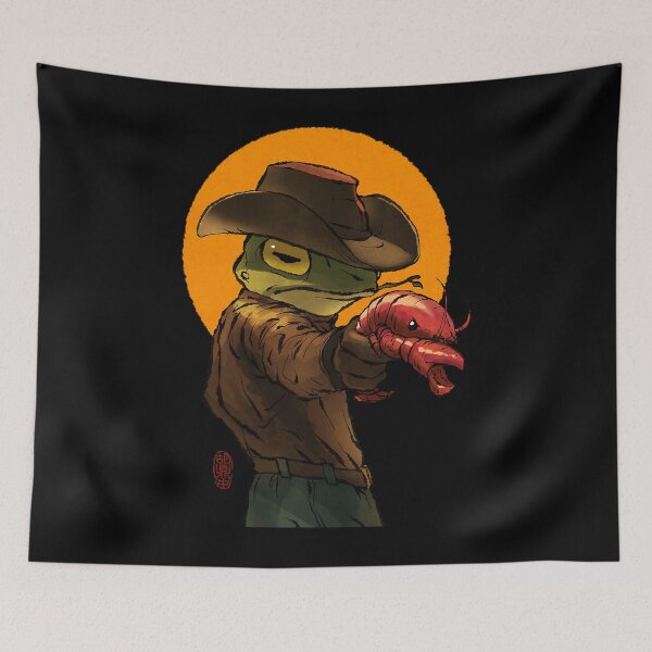 Item preview, Gunslinger Cowboy Western Frog With Pistol Shrimp Crawdad Artwork Drawing designed and sold by AyersegOver.