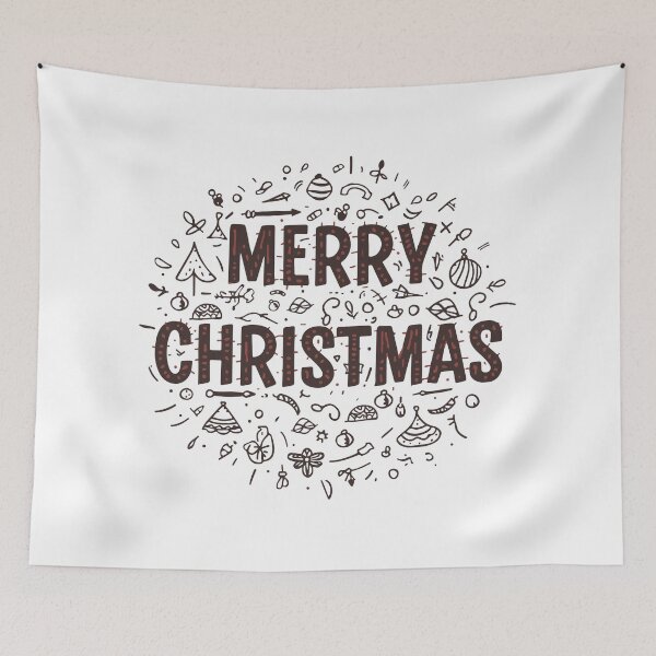 Item preview, Merry Christmas Doodle Typography Design designed and sold by DavidTeeStudio.