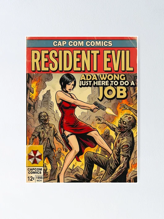 Resident Evil Ada Wong Classic Comic Retro Gaming Art 