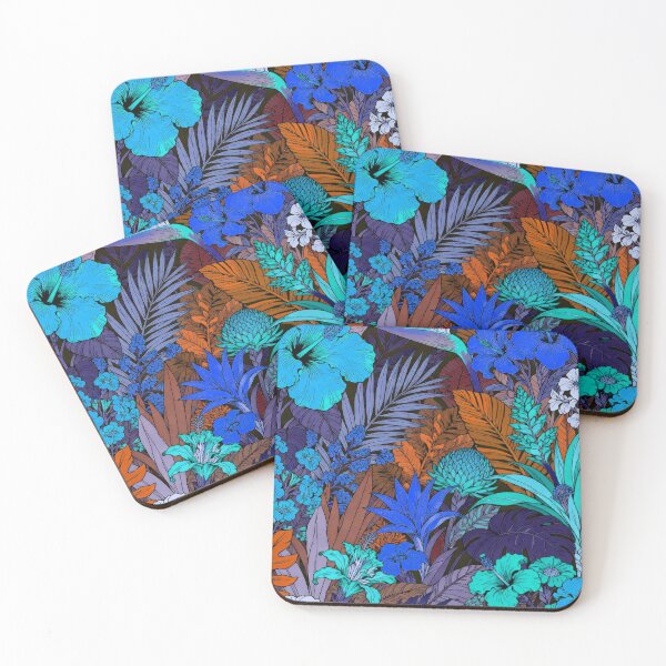 Item preview, Vibrant Electric Blue and Rust Tropical Night Garden designed and sold by zzz888.
