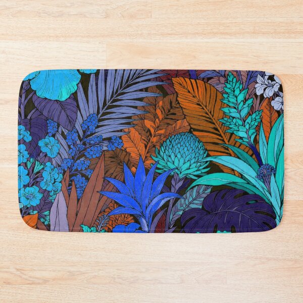 Item preview, Vibrant Electric Blue and Rust Tropical Night Garden designed and sold by zzz888.