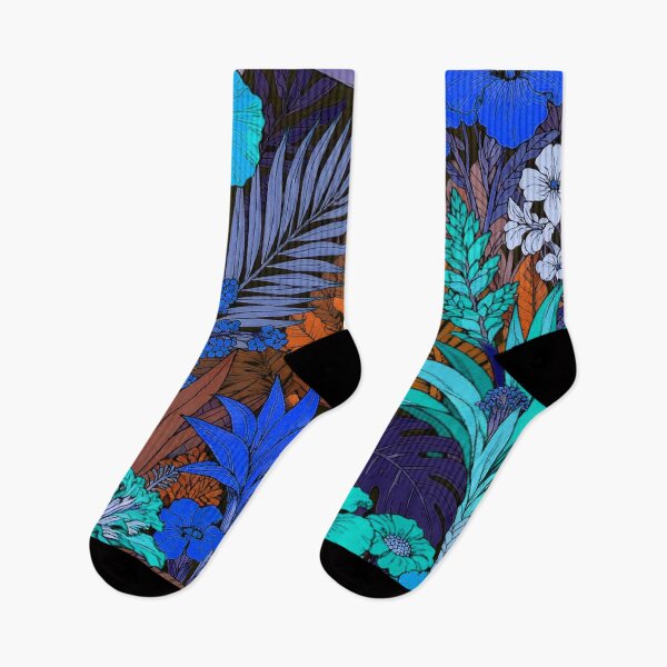 Item preview, Vibrant Electric Blue and Rust Tropical Night Garden designed and sold by zzz888.