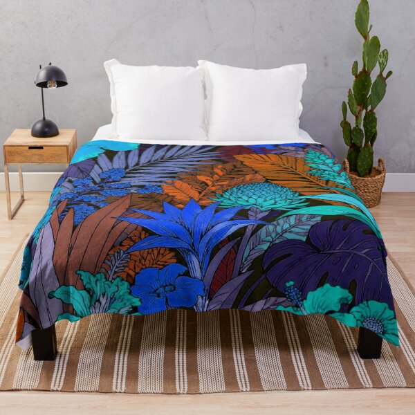 Item preview, Vibrant Electric Blue and Rust Tropical Night Garden designed and sold by zzz888.