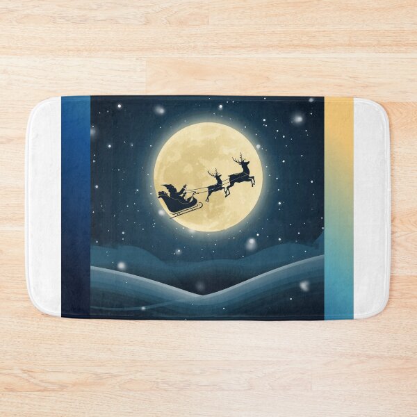 Item preview, santa sleigh silhouette flying across moon, night sky stars, classic Christmas  designed and sold by tsintsinshop.