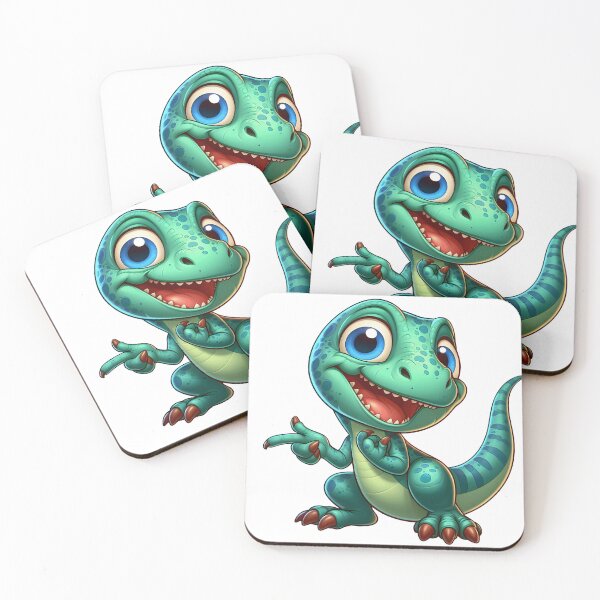 Item preview, Cute Cartoon Baby Dinosaur Illustration – Smiling Green Dino with Big Blue Eyes Fun Character Art designed and sold by LunaPixelStudio.