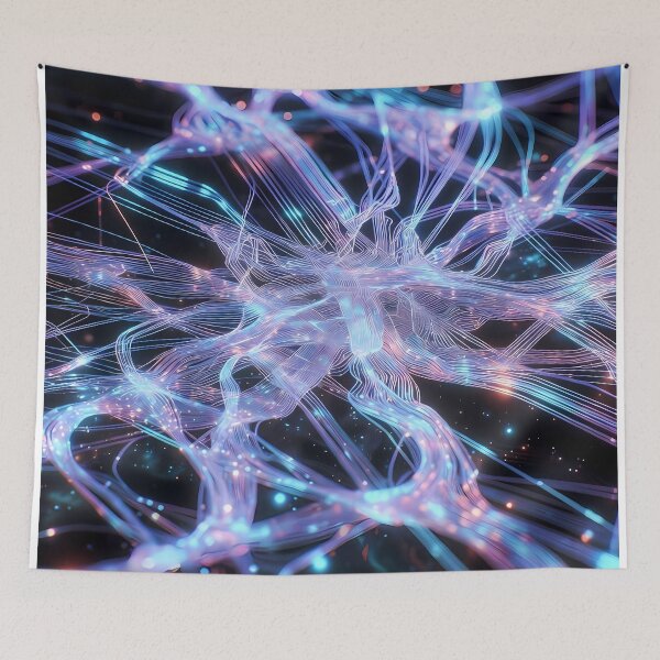 Item preview, Scifi Theme Bluish Purple Texture of Asymmetrical Glowing Biological Neuron Synapses (image size 7840x11680) designed and sold by Digital-Davinci.
