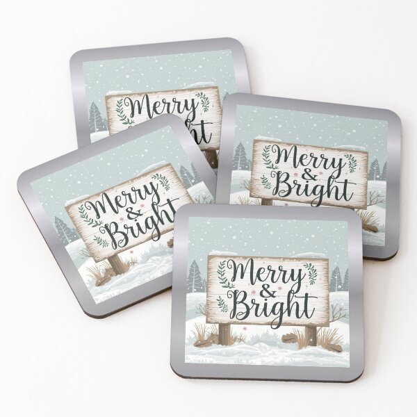 Item preview, Farmhouse typography “Merry & Bright” with rustic botanical elements, elegant, simple  designed and sold by tsintsinshop.