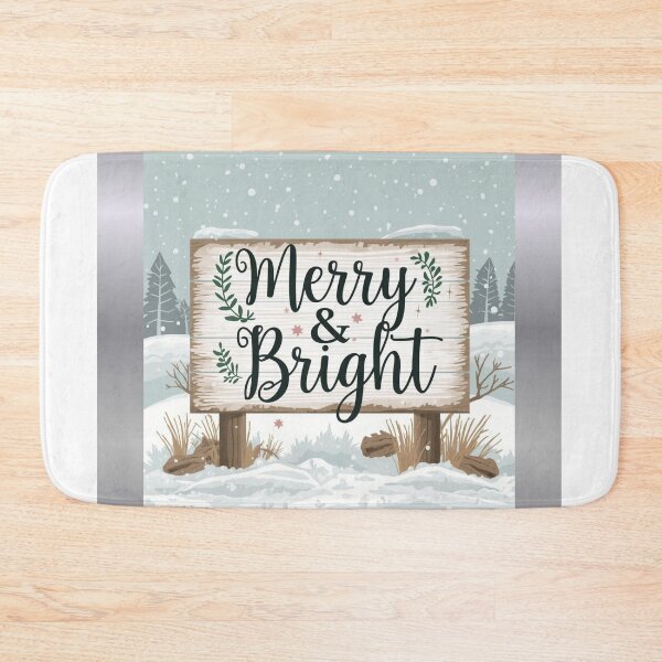 Item preview, Farmhouse typography “Merry & Bright” with rustic botanical elements, elegant, simple  designed and sold by tsintsinshop.