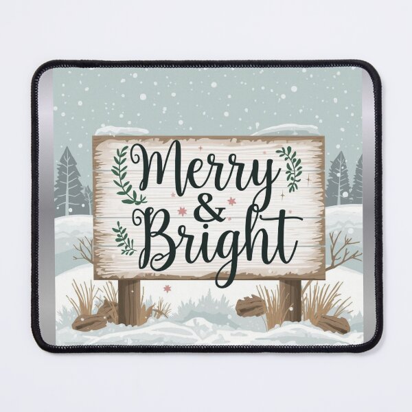 Item preview, Farmhouse typography “Merry & Bright” with rustic botanical elements, elegant, simple designed and sold by tsintsinshop.