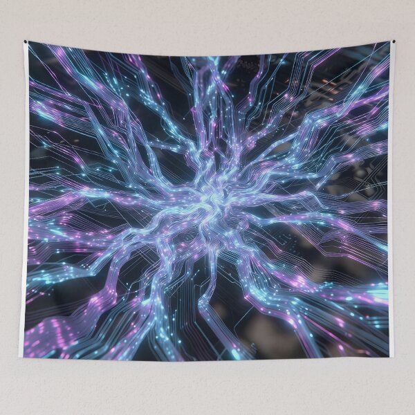Item preview, Scifi Theme Bluish Purple Texture of Asymmetrical Glowing Biological Neuron Synapses (image size 7840x11680) designed and sold by Digital-Davinci.
