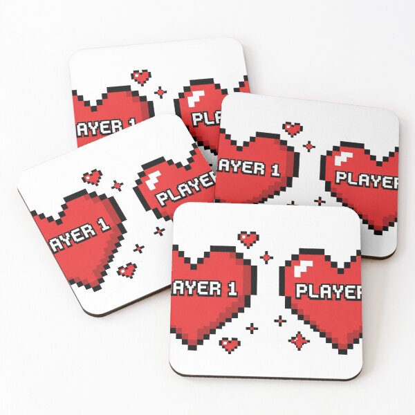 Item preview, Player 1 and Player 2 - Retro Pixel Art Valentine designed and sold by WojcikDesigners.