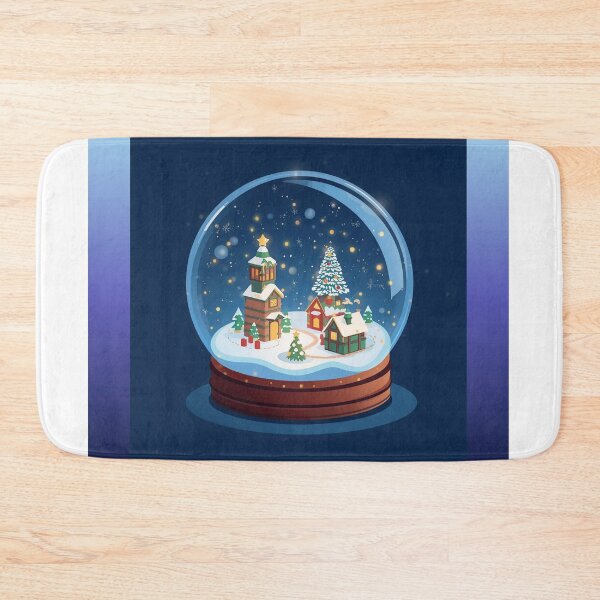 Item preview, holiday snow globe with tiny village and Christmas tree, glowing soft lights designed and sold by tsintsinshop.