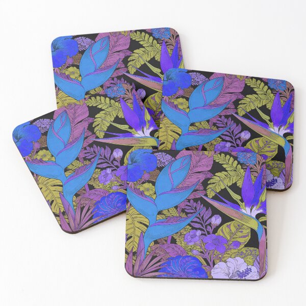 Item preview, Electric Neon Blue and Purple Tropical Night Garden designed and sold by zzz888.