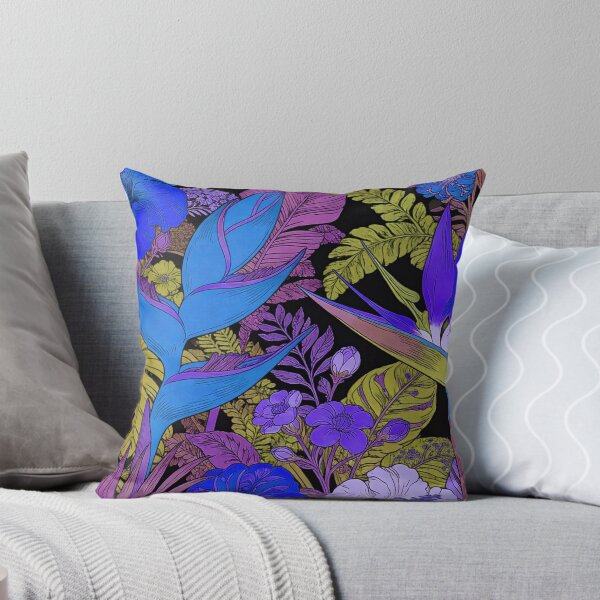 Item preview, Electric Neon Blue and Purple Tropical Night Garden designed and sold by zzz888.