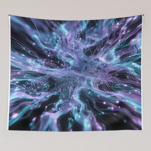 Item preview, Scifi Theme Bluish Purple Texture of Asymmetrical Glowing Biological Neuron Synapses (image size 7840x11680) designed and sold by Digital-Davinci.