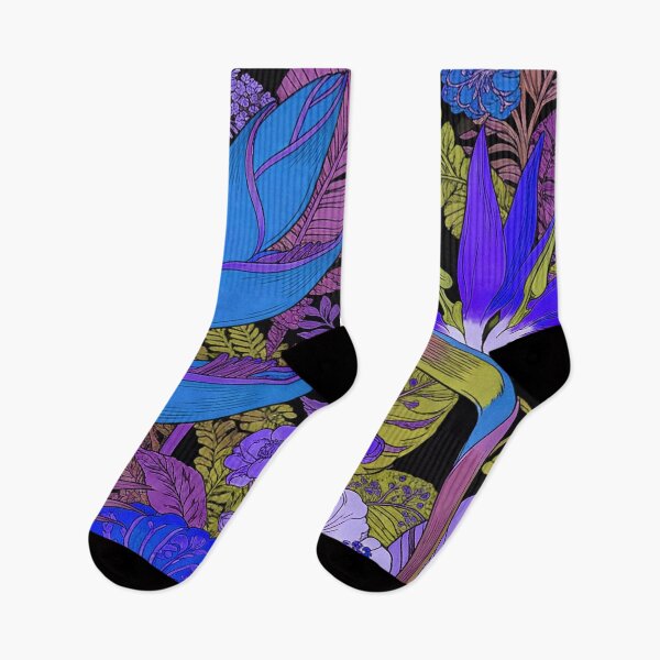 Item preview, Electric Neon Blue and Purple Tropical Night Garden designed and sold by zzz888.