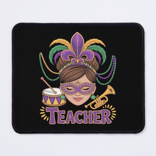 Item preview, Mardi Gras Teacher Messy Bun Mardi Gras Women Teacher designed and sold by repconomArt.