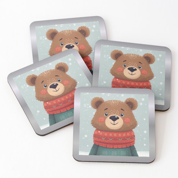 Item preview, cute bear wearing knitted holiday sweater, smiling expression, winter aesthetic, cartoon  designed and sold by tsintsinshop.