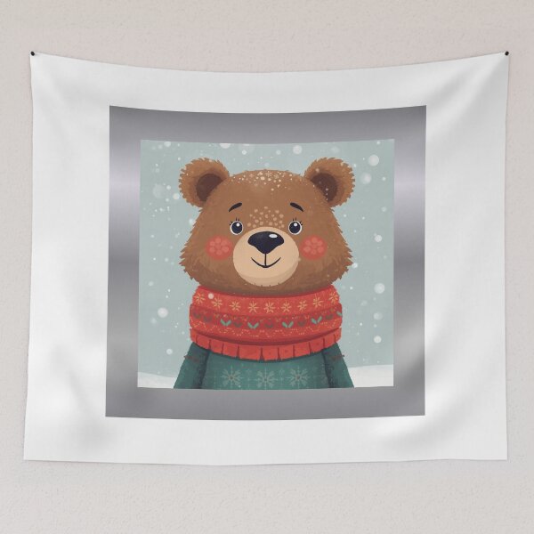 Item preview, cute bear wearing knitted holiday sweater, smiling expression, winter aesthetic, cartoon  designed and sold by tsintsinshop.