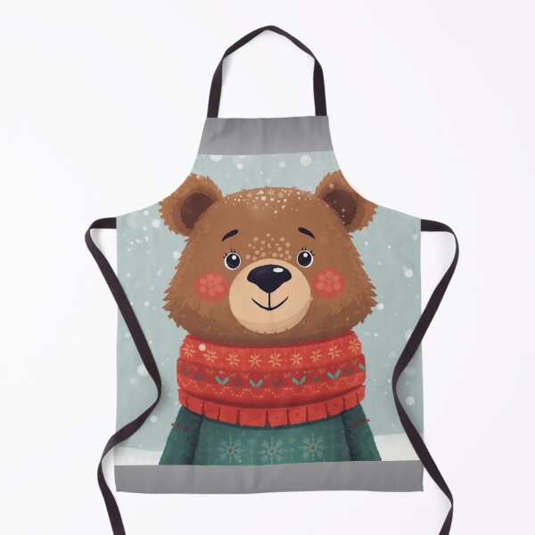 Item preview, cute bear wearing knitted holiday sweater, smiling expression, winter aesthetic, cartoon designed and sold by tsintsinshop.