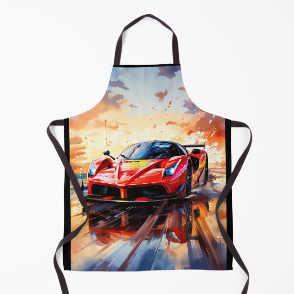 Item preview, Red race car tearing through soaked circuit at sunset designed and sold by RevUpDesign.