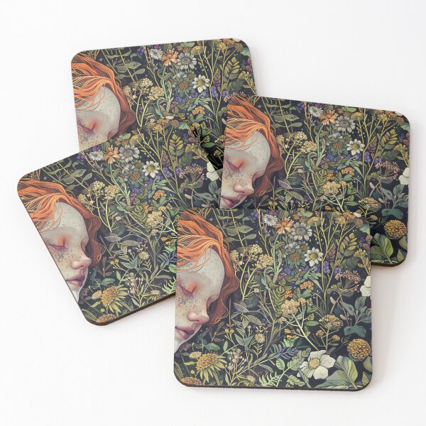 Item preview, Art Nouveau Woman with Flowers and Red Hair designed and sold by jgvisualarts.