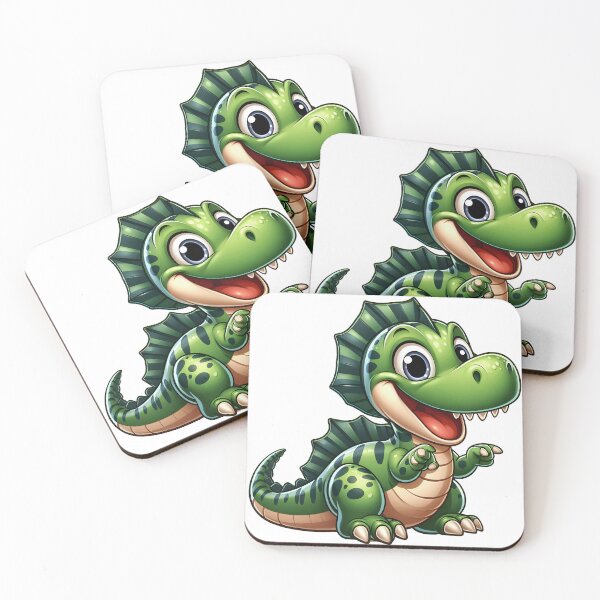 Item preview, Cute Cartoon Baby Dinosaur Illustration – Smiling Green Dino with Frill Spikes Adorable Character Art designed and sold by LunaPixelStudio.