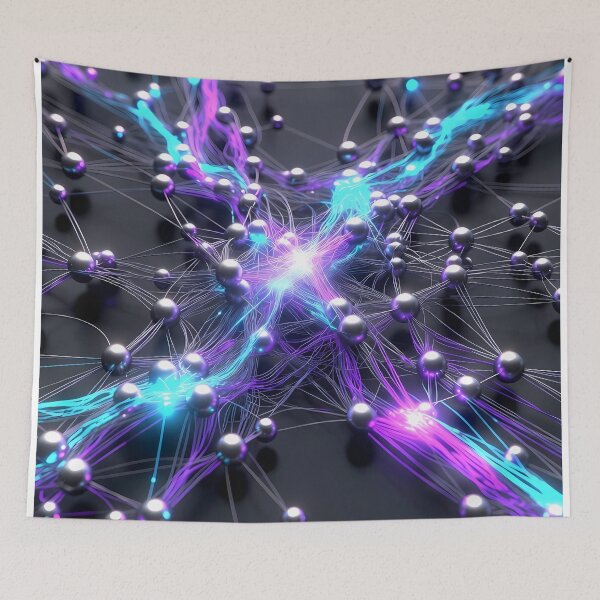 Item preview, Scifi Theme Bluish Purple Texture of Asymmetrical Glowing Biological Neuron Synapses (image size 7840x11680) designed and sold by Digital-Davinci.