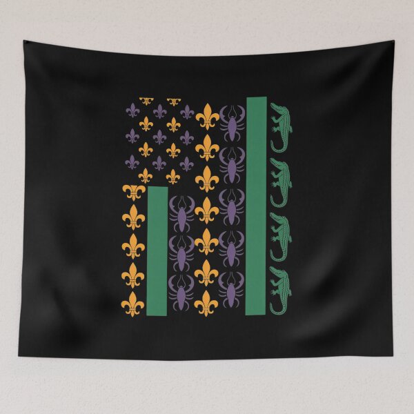 Item preview, Mardi Gras USA American Flag Crawfish Alligator Mardi Gras designed and sold by repconomArt.
