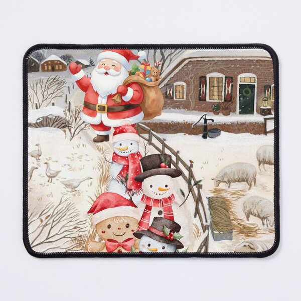 Item preview, Santa and Snowmen Christmas Art | Whimsical Winter Holiday Illustration designed and sold by designbymahi.