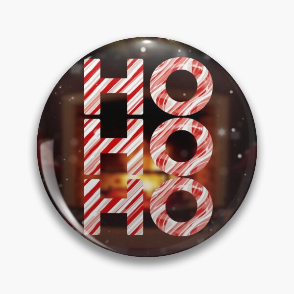 Item preview, bold text “HO HO HO” with candy cane stripes, playful holiday design, high-contrast  designed and sold by tsintsinshop.