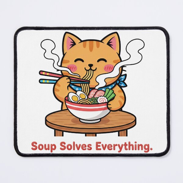 Item preview, Soup Solves Everything Cat Illustration designed and sold by SolviaStudio.