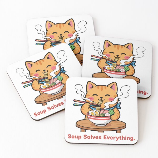 Item preview, Soup Solves Everything Cat Illustration designed and sold by SolviaStudio.