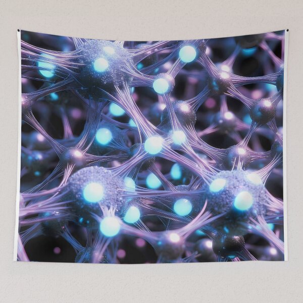 Item preview, Scifi Theme Bluish Purple Texture of Asymmetrical Glowing Biological Neuron Synapses (image size 7840x11680) designed and sold by Digital-Davinci.
