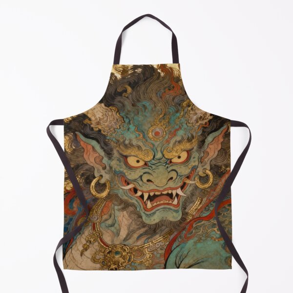 Item preview, Fierce Blue Horned Guardian Deity on Gold designed and sold by zzz888.