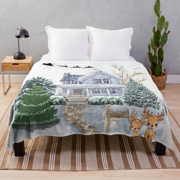 Item preview, Cozy Winter House Illustration | Snowy Christmas Village Art designed and sold by designbymahi.