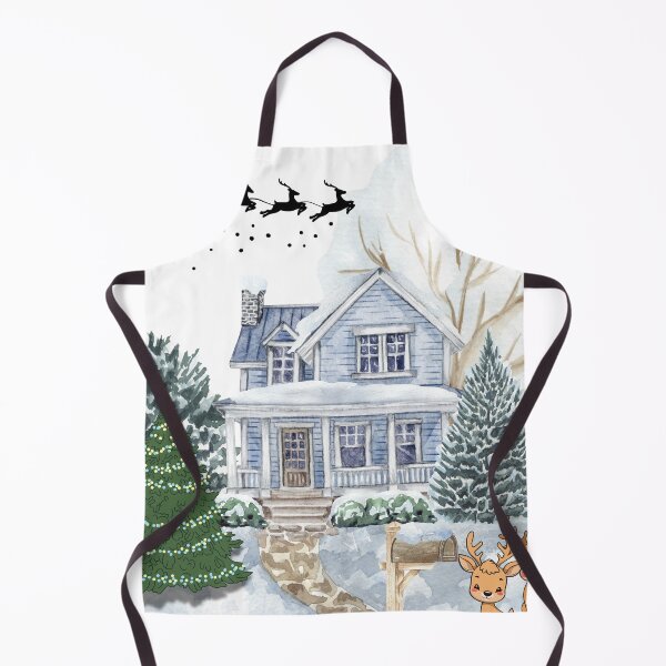 Item preview, Cozy Winter House Illustration | Snowy Christmas Village Art designed and sold by designbymahi.