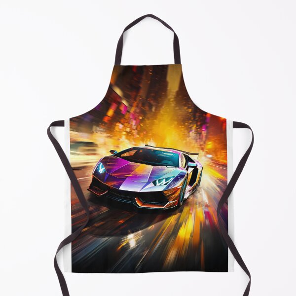 Item preview, Iridescent supercar streaking through neon city canyons designed and sold by RevUpDesign.